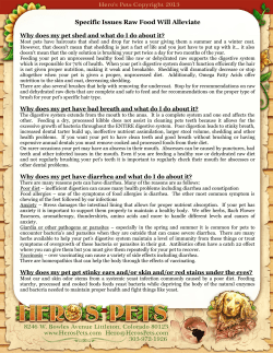 Specific Issues Raw Food Will Alleviate