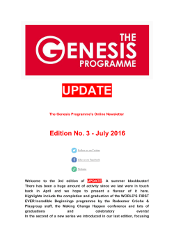 The Genesis Programme`s Online Newsletter