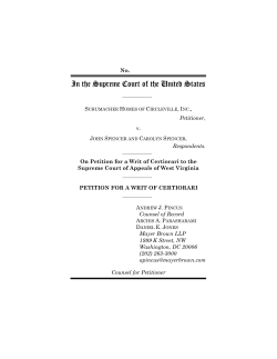 Petition for Certiorari -- Schumacher v. Spencer (SCOTUS)