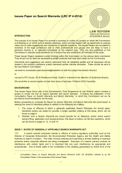 Issues Paper on Search Warrants