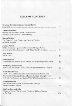 table of contents - From Queen Anne to Queen Victoria