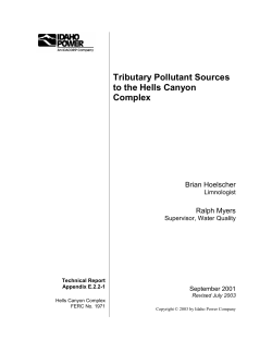 (E.2.2-1) Tributary Pollutant Sources to the Hells Canyon Complex