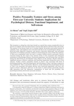 Positive Personality Features and Stress among First