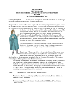 ENGLISH 4035 BRITISH DRAMA FROM THE MIDDLE AGES TO