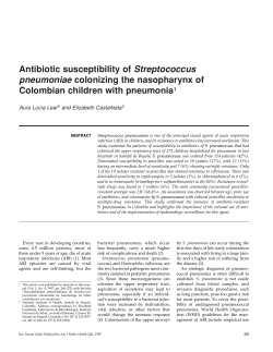 Antibiotic susceptibility of Streptococcus pneumoniae colonizing the