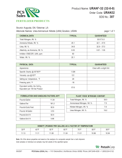 FERTILIZER PRODUCTS Product Name: URAN&reg;-32 (32-0