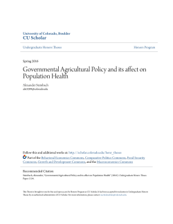 Governmental Agricultural Policy and its affect on