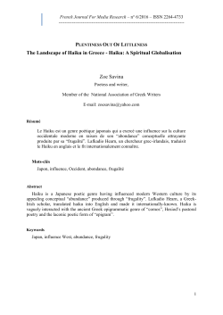Haiku: A Spiritual Globalisation Zoe Savina