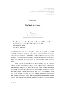 The Work of Culture - UTS ePRESS Journals