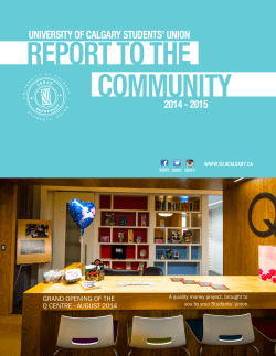 2015 Report to the Community - Students Union, U of C