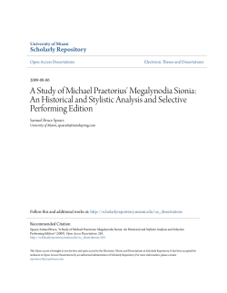 A Study of Michael Praetorius` Megalynodia Sionia