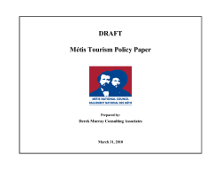 DRAFT M&eacute;tis Tourism Policy Paper