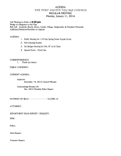 Monday January 11 - Village of Port Austin