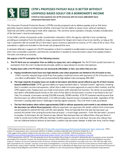 CFPB`s PROPOSED PAYDAY RULE IS BETTER WITHOUT