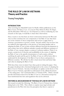 THE RULE OF LAW IN VIETNAM: Theory and Practice