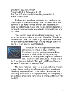 Shouldn`t I Say Something? - First United Presbyterian Church of