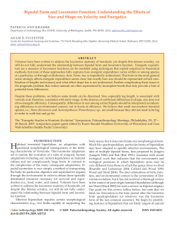 Bipedal Form and Locomotor Function: Understanding the Effects of