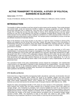 Promoting Active Transport to School in suburban Melbourne