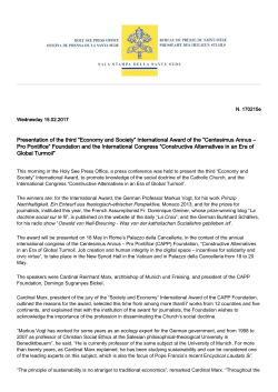 Presentation of the third “Economy and Society” International Award