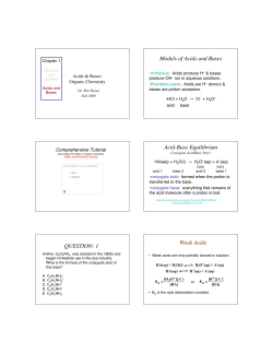Models of Acids and Bases Acid-Base Equilibrium QUESTION: 1