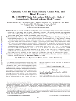 Glutamic Acid, the Main Dietary Amino Acid, and Blood