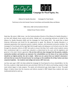 Joint CFE-AQE Joint Legislative Education Budget Hearing