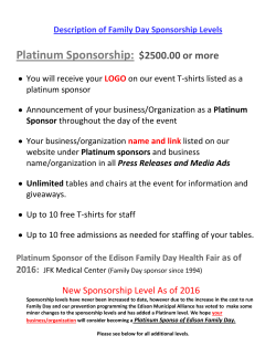 Platinum Sponsorship: $2500.00 or more