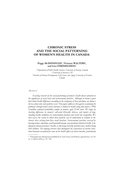 chronic stress and the social patterning of women`s
