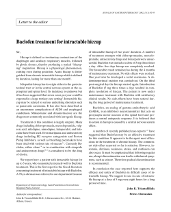 Baclofen treatment for intractable hiccup