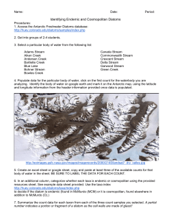 Identifying Endemic and Cosmopolitan Diatoms