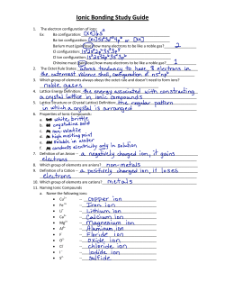 Ionic Bonding Study Guide