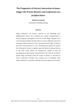 The Pragmatics of Literary Interaction in James Hogg`s The Private