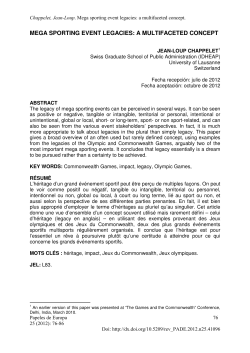 Mega sporting event legacies: a multifaceted concept