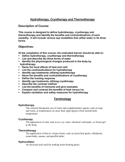Hydrotherapy, Cryotherapy and Thermotherapy