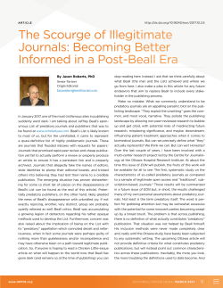 The Scourge of Illegitimate Journals: Becoming Better