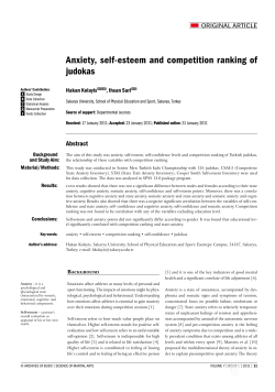 Anxiety, self-esteem and competition ranking of judokas