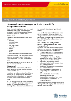 Licensing for earthmoving or particular crane (EPC