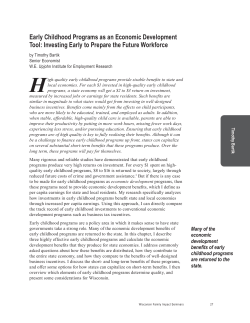 Early Childhood Programs as an Economic Development Tool