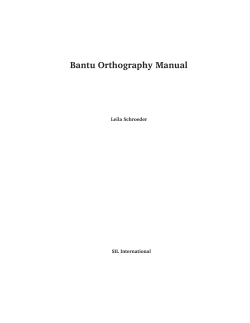 Bantu Orthography Manual