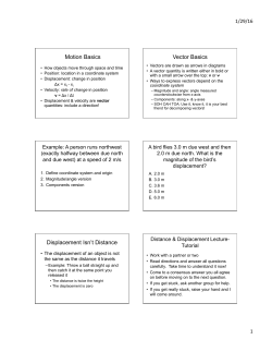 Motion Basics Vector Basics Displacement Isn`t Distance