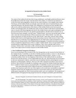 An Agenda for Research on the Golden Horde Uli Schamiloglu