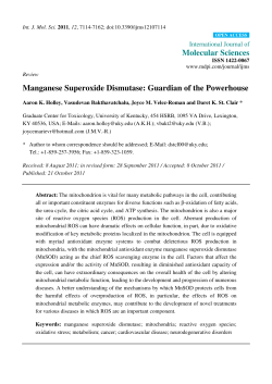 Manganese Superoxide Dismutase: Guardian of the Powerhouse