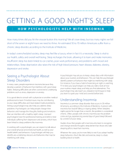 GettInG A Good nIGHt`S Sleep - American Psychological Association