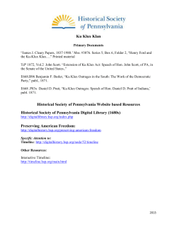 Ku Klux Klan Historical Society of Pennsylvania Website based