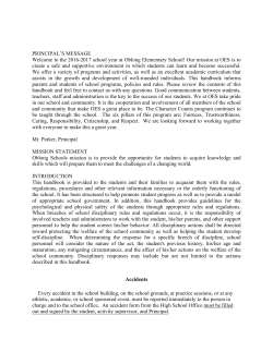 PRINCIPAL`S MESSAGE Welcome to the 2016