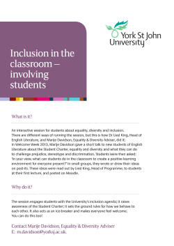 An example of engaging students with equality at YSJ