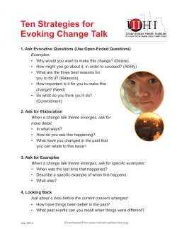 Ten Strategies for Evoking Change Talk