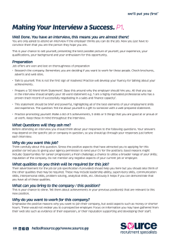 Making Your Interview a Success. P1.
