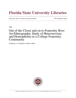 Out Of The Closet And On To Fraternity Row: An Ethnographic Study