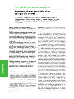 Food and drug reactions and anaphylaxis Represcription of